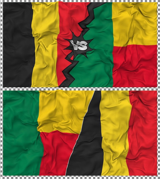 Benin contro il Belgio Mezz'insegna combinata Tessuto Bump Texture Rendering 3D