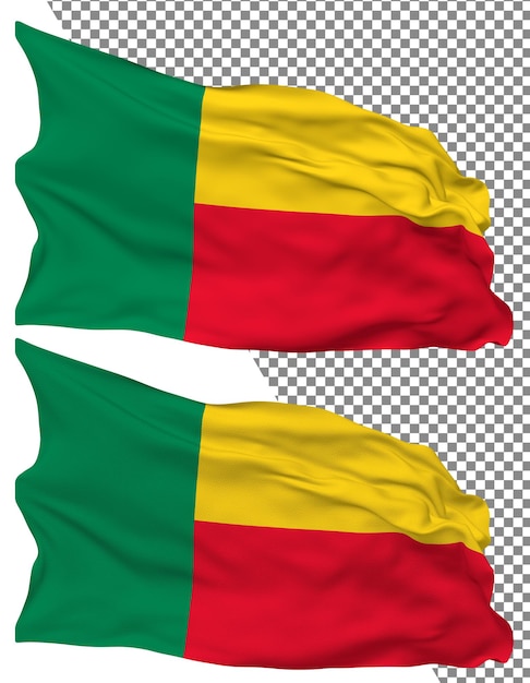 Benin flag wave isolated plain bump texture transparent background 3d rendering