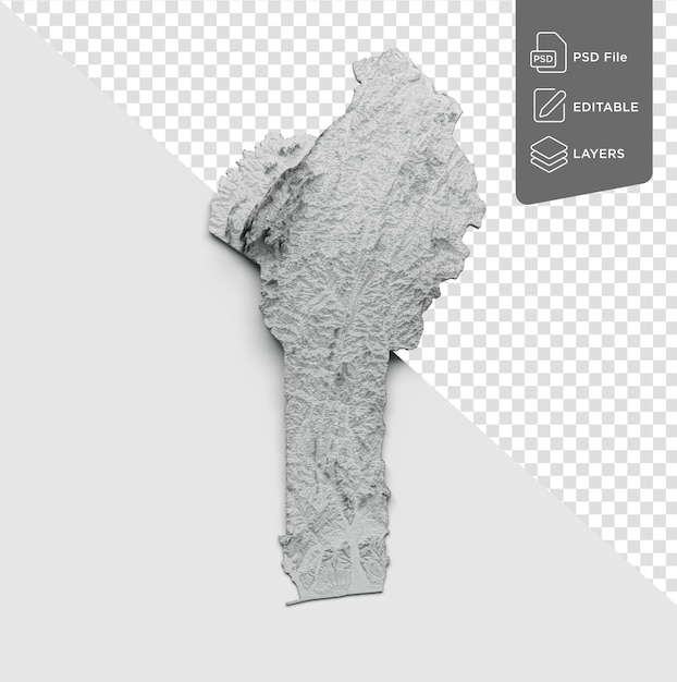 Benin Karte Benin Flagge Schattenrelief Farbe Höhe Karte auf isolierter Hintergrund 3D-Illustration