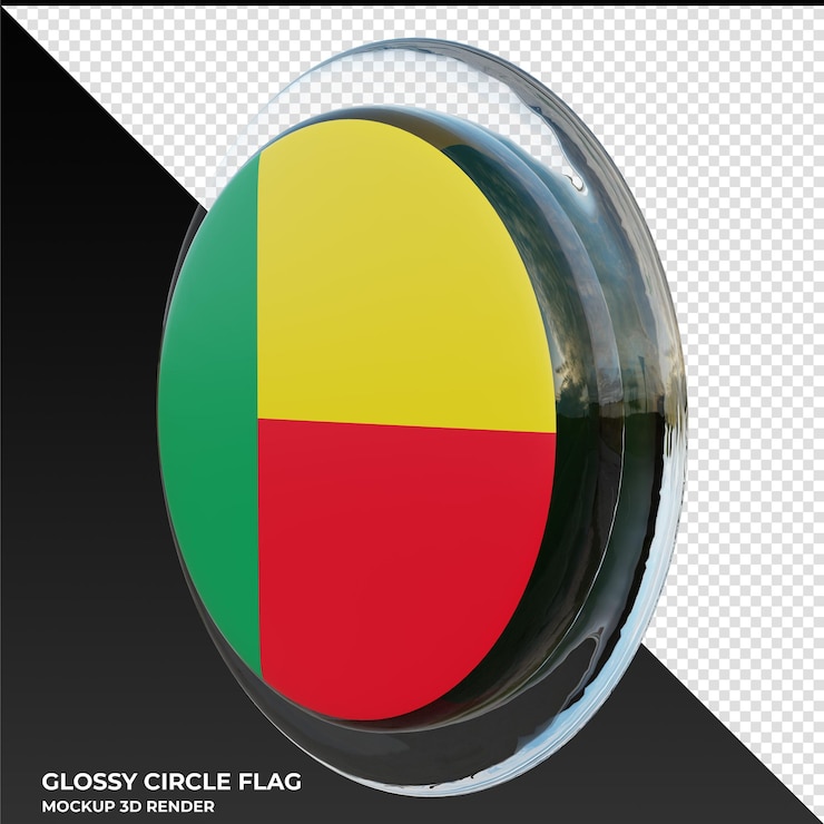 PSD benin0002 bandera de círculo brillante con textura 3d realista