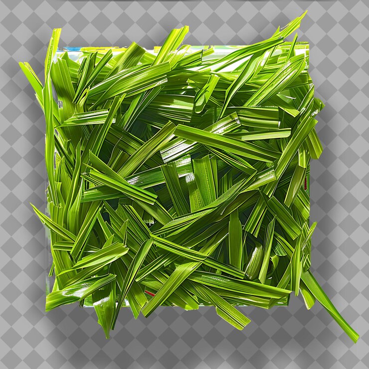 PSD bentgrass a 4 con perlas de vidrio verdes y azules vibrantes y textura verde aislada en clean bg