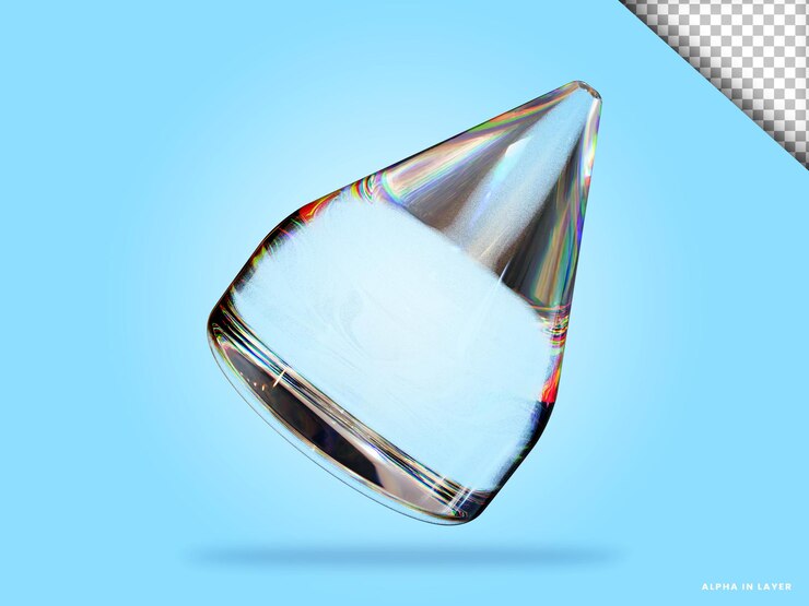 PSD bentuk geometris abstrak desain material kaca dispersi futuristik render 3d