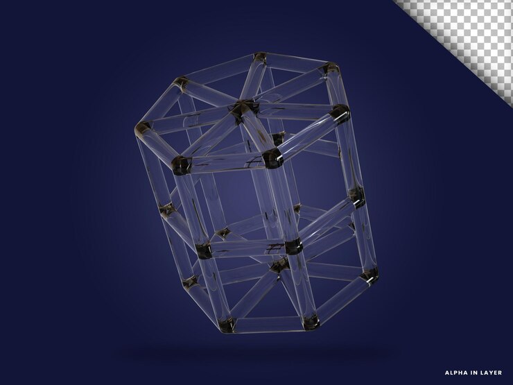 PSD bentuk geometris abstrak kaca transparan bentuk render 3d modern