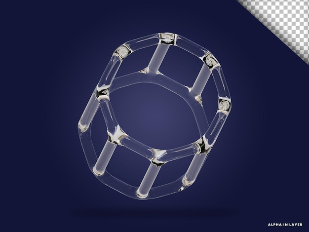 Bentuk geometris abstrak kaca transparan bentuk render 3D modern