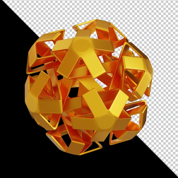 Bentuk Geometris Emas dalam Komposisi 3D Abstrak