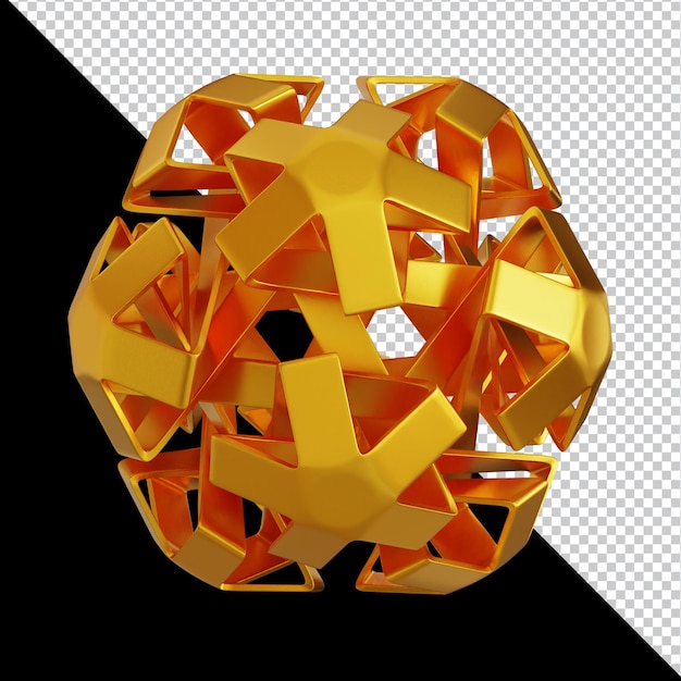Bentuk Geometris Emas dalam Komposisi 3D Abstrak