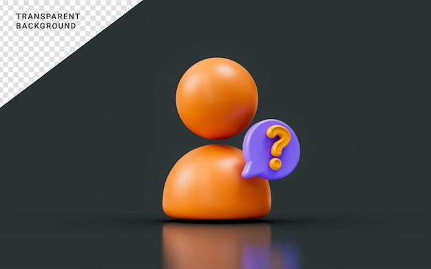 Benutzer-Fragezeichen-Zeichen auf dunklem Hintergrund 3D-Renderkonzept für das Denken bei der Planungsverwirrung