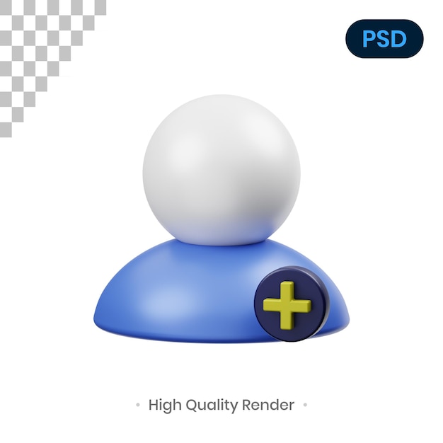 Benutzer hinzufügen 3D-Rendering-Illustration Premium Psd
