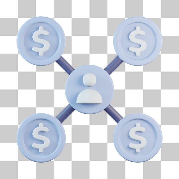 Benutzer mit geld-3d-symbol