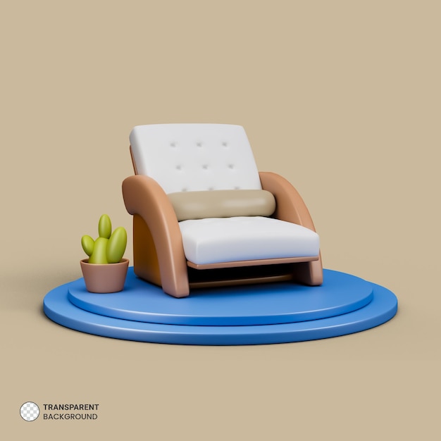 PSD bequeme couch-symbol isoliert 3d-render-illustration