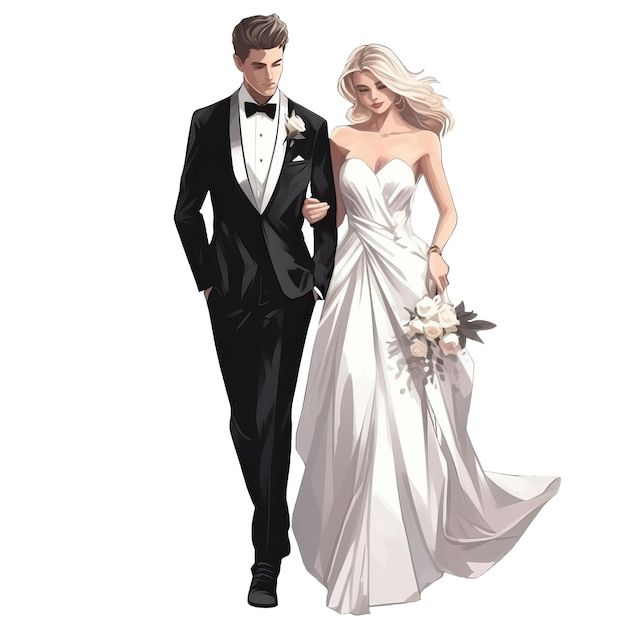 Über schöne glückliche Hochzeit transparenter Hintergrund PNG-Illustration ai generierte glückliche Hochzeit PNG-Illustration