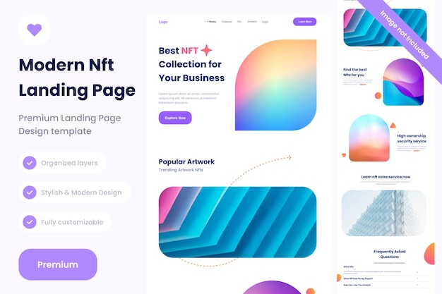 Bereinigen sie die nft landing page design template-website