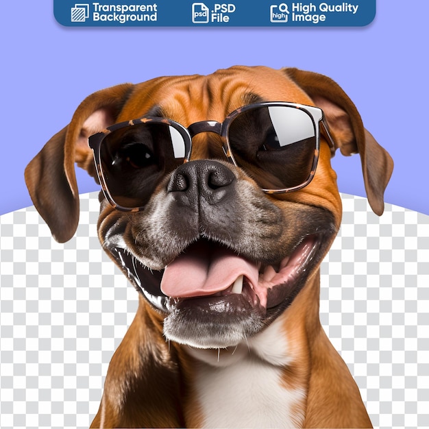 Bereit für den sommerstrand eine glückliche nahaufnahme eines wunderschönen boxerhundes mit sonnenbrille