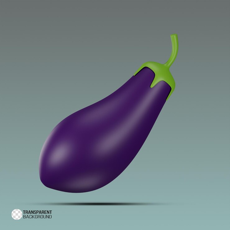 PSD berinjela renderizada em 3d em um fundo transparente