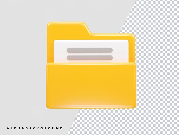 PSD berkas ikon folder ilustrasi 3d elemen transparan