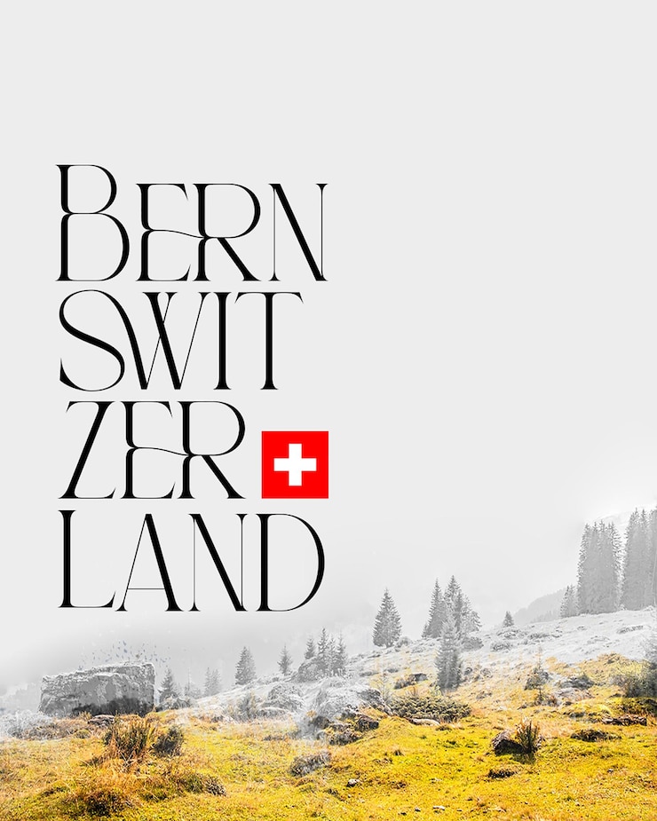 PSD bern switzerland destination travelling and tour design for social media and instagram post template
