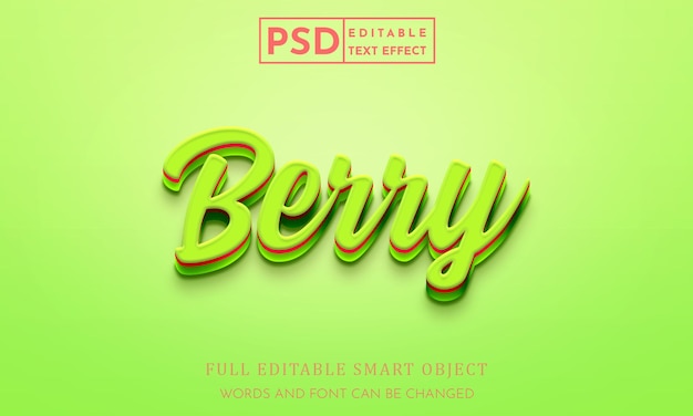 PSD berry 3d bearbeitbarer texteffekt premium psd