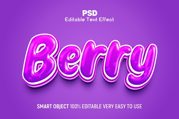 Berry 3D Editable PSD Estilo de efecto de texto