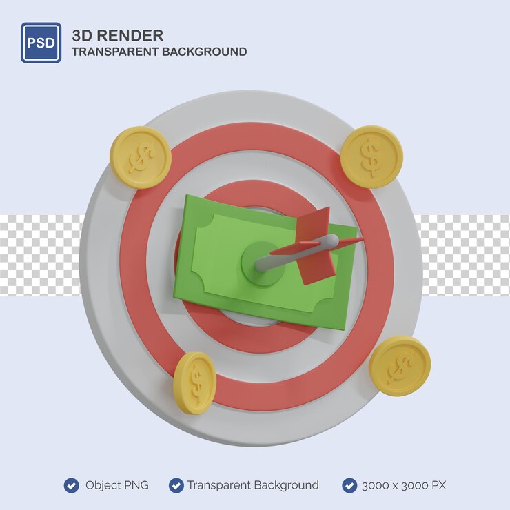 bersaglio soldi 3d illustrazione