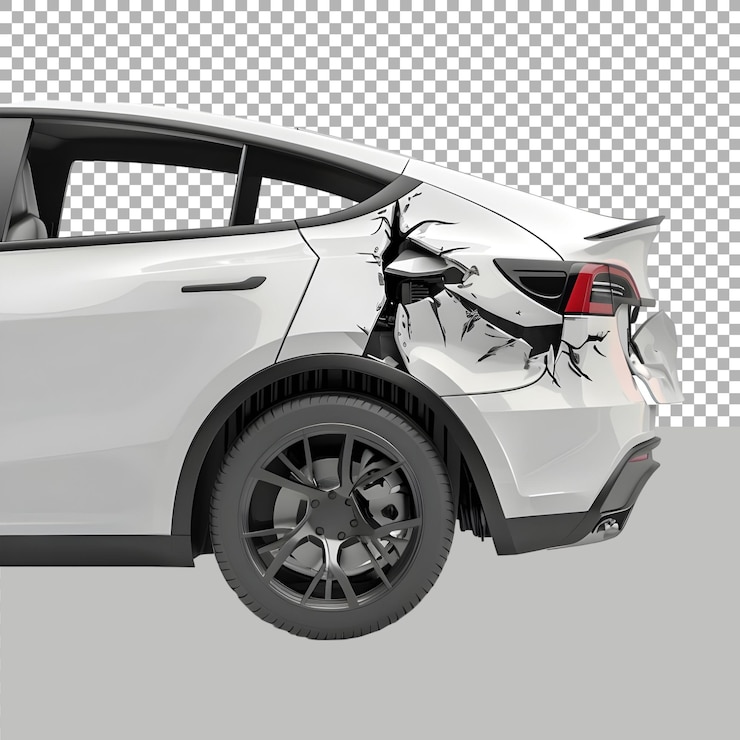 PSD beschädigung unfall auto auf durchsichtigem hintergrund ai generiert