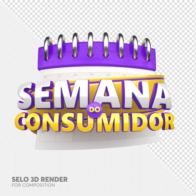 Beschriften sie die verbraucherwoche in portugiesischer 3d-rendering-vorlage für marketingkampagnen in brasilien-angeboten
