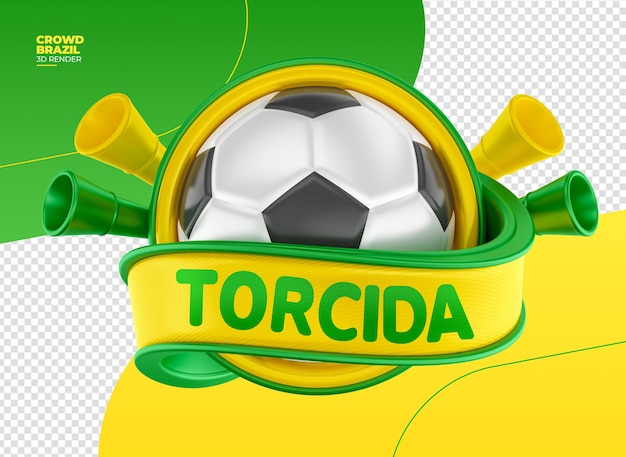 Beschriften Sie Fußballfans in 3D-Render portugiesisch für Marketingkampagnen in Brasilien
