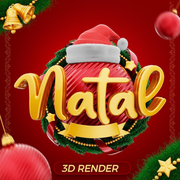 Beschriften sie weihnachten 3d-render auf portugiesisch für marketingkampagnen in brasilien