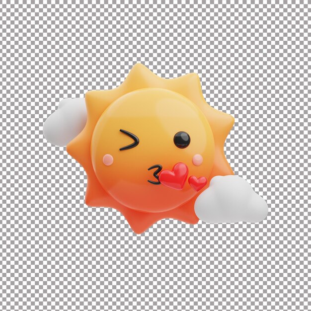 Beso de sol 3d en el archivo renderizado