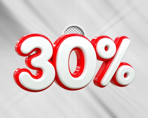 Besonderes Angebot 30 Prozent Rabatt Verkaufsmarkierungen 3D-Zahl-Konzept Rabatt Werbeverkaufsangebot