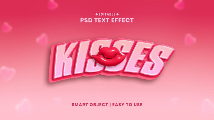 Besos 3D Efecto de texto con los labios