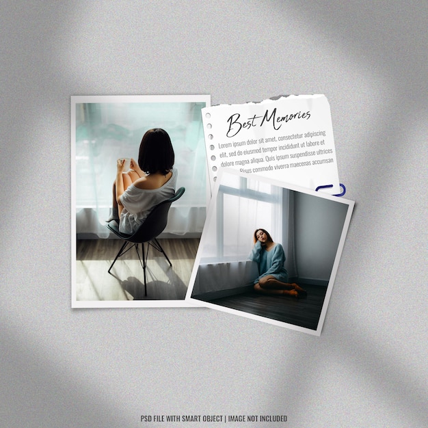 PSD best memories eleganter fotorahmen polaroid mockup premium psd