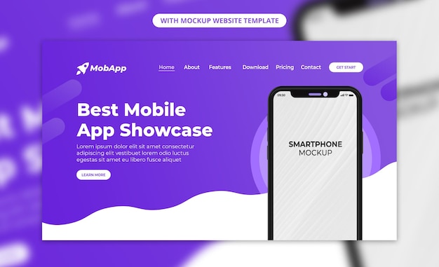 best mobile app showcase with 3d render black phone website landing page