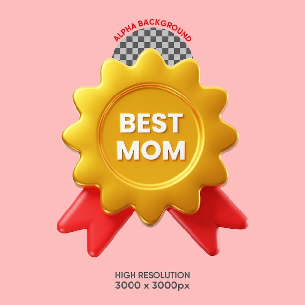 PSD best mom gold award 3d-rendering für die beste mutter