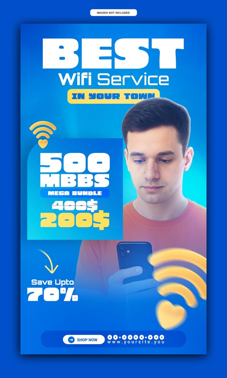 PSD best wifi service in your town - fast internet promotion