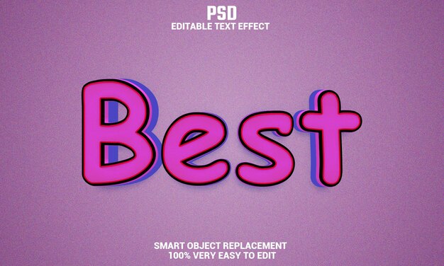 Bester bearbeitbarer 3d-texteffekt mit hintergrund premium psd