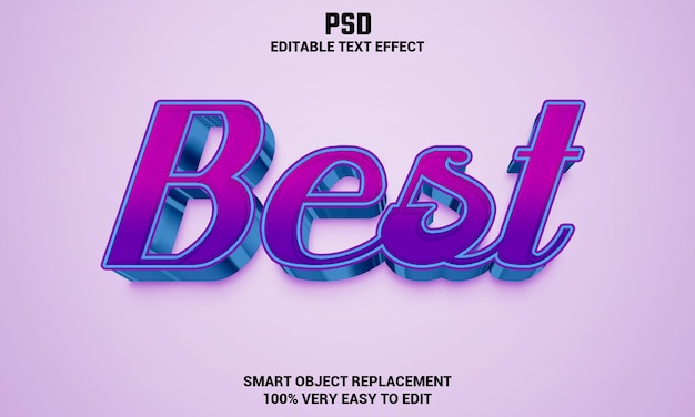 Bester bearbeitbarer 3d-texteffekt mit hintergrund premium psd