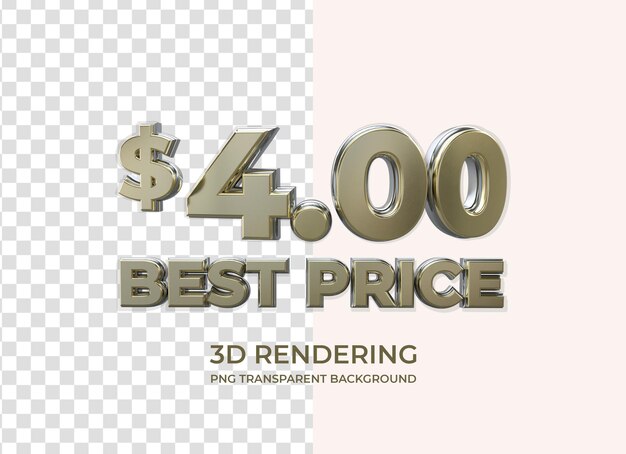 Bester preis 4 dollar 3d-rendering isolierten transparenten hintergrund