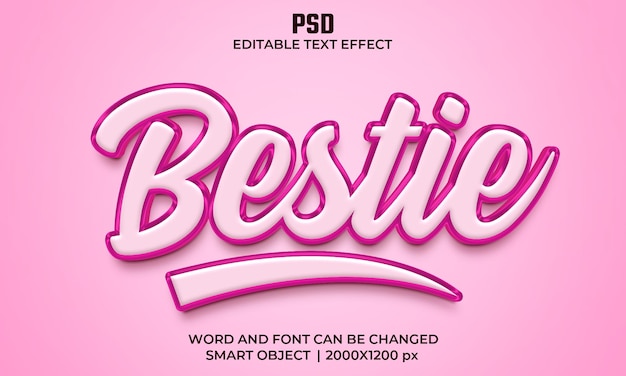 Bestie 3d effetto testo modificabile Psd Premium con sfondo