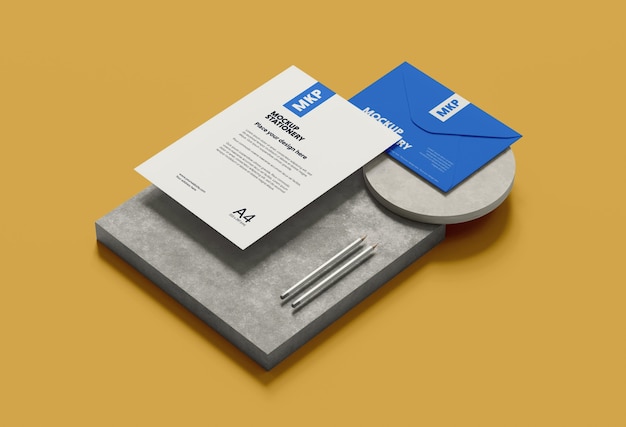 Beton Briefpapier Levitation Mockup