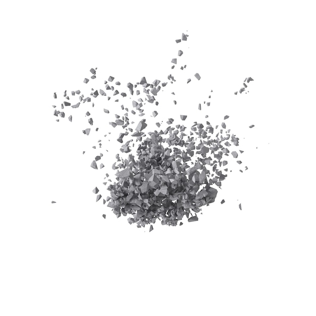 Betonsteinschutt isoliert transparenter Hintergrund 3D-Rendering