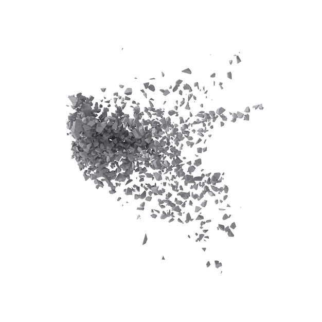 Betonsteinschutt isoliert transparenter Hintergrund 3D-Rendering