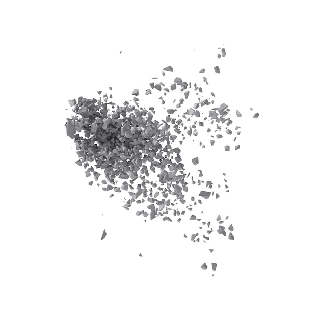 Betonsteinschutt isoliert transparenter Hintergrund 3D-Rendering