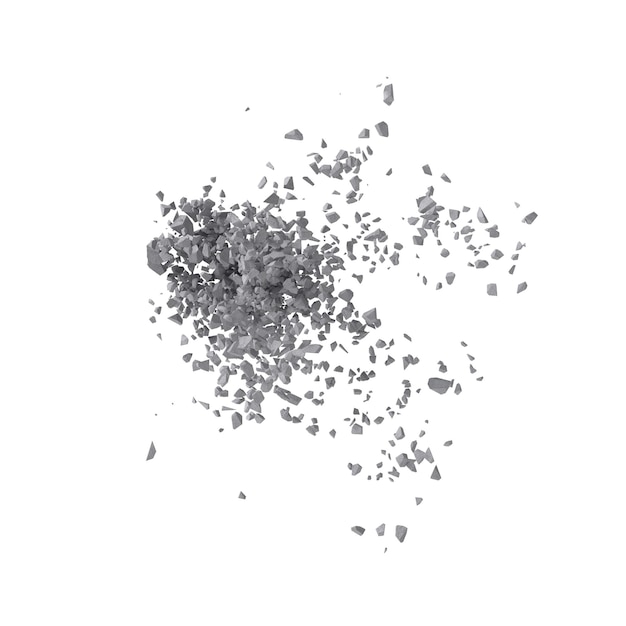 Betonsteinschutt isoliert transparenter Hintergrund 3D-Rendering