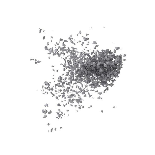 Betonsteinschutt isoliert transparenter Hintergrund 3D-Rendering