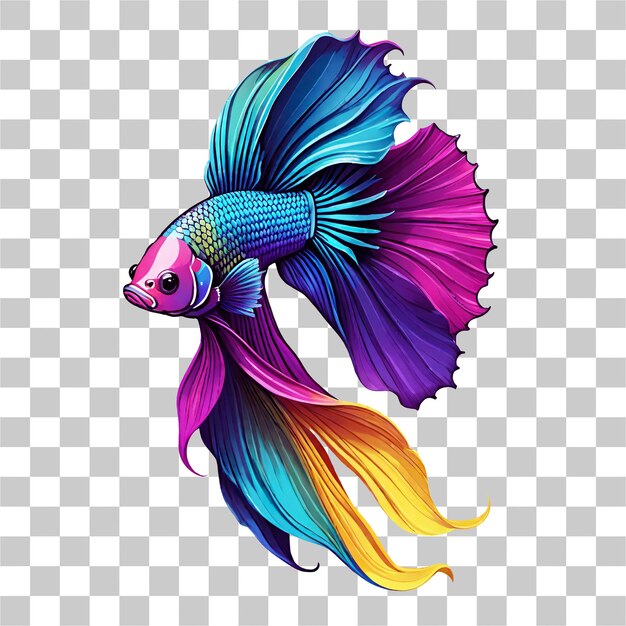 PSD betta-fisch-mehrfarben-design-illustration auf einem transparenten hintergrund