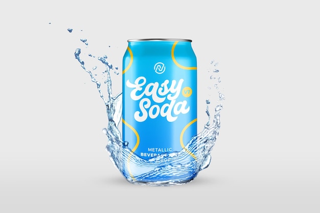 Bevanda fresca con mockup di spruzzi d'acqua