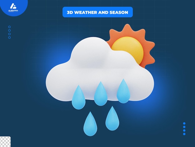 bewölkt sonniger Regen 3D-Symbol