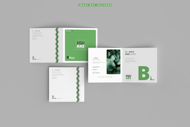 Bi-fold square brochure mockup