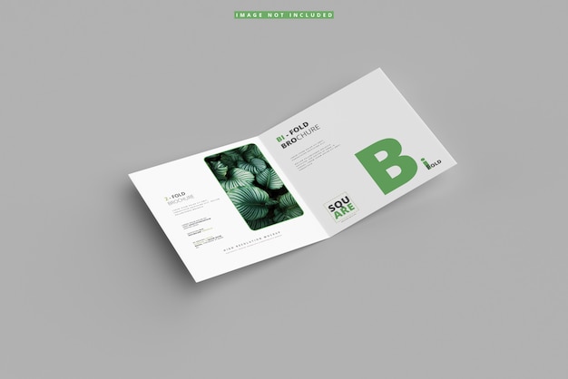 Bi-fold square brochure mockup