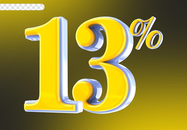 Bianco con numero giallo 13 Render 3D